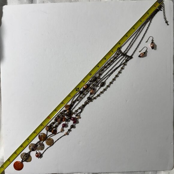 Layered Avon Necklace & Earrings Set With Shell Accents Jewelry In Box Vintage - Picture 14 of 16